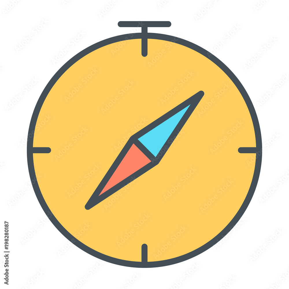 Fotografie Compass Line Icon. Vector Simple Minimal 96x96 Pictogram