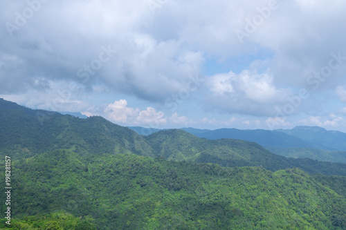 green mountains and blue sky