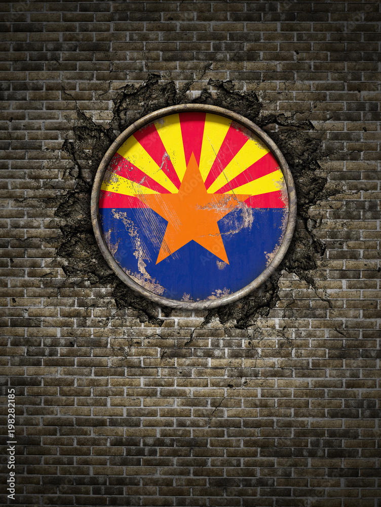 Old Arizona flag in brick wall Old Arizona flag in brick wall