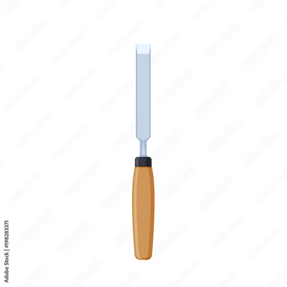 Wooden chisel with metal base, for working with wood, deburring. Wooden chisel with metal base, for working with wood, deburring.