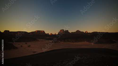 Sunrise view to Moul Naga valley at in Tassili nAjjer national park  Algeria