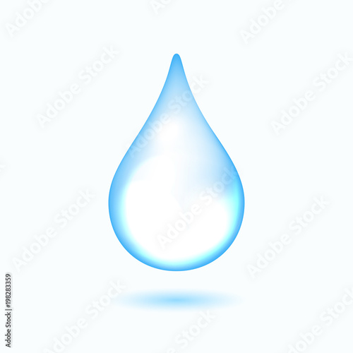 Clear water drop on the white background, vector illustration