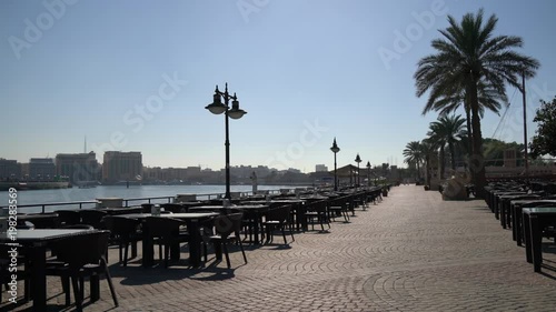 Outdoor seating on the waterfront in Bur Dubai photo