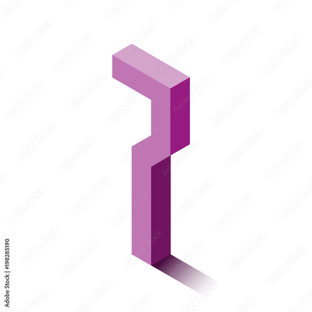 Isometric seven violet icon, 3d character with shadow Isometric seven violet icon, 3d character with shadow