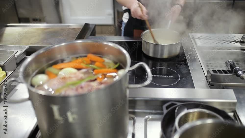 The process of cooking in the restaurant kitchen The process of cooking in the restaurant kitchen
