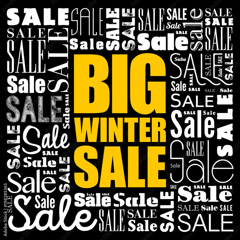 Obraz premium Big winter sale word cloud collage, business concept background