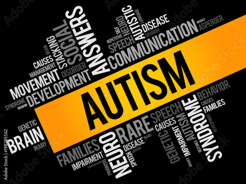 Autism word cloud collage, health concept background