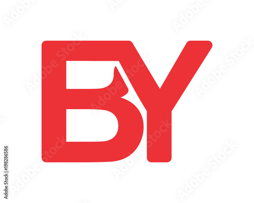 BY red initial alphabet typography typeface typeset logotype alphabet image vector icon
