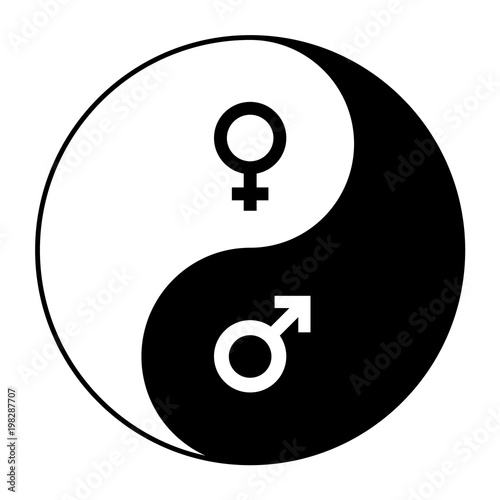 Yin yang symbol of harmony and balance between male and female gender