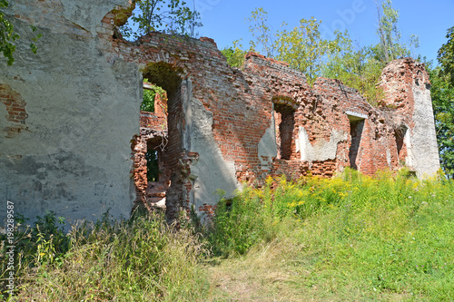 Ruins of the western wing of the Gerdauen lock in summer. Zheleznodorozhnyj, Kaliningrad region photo