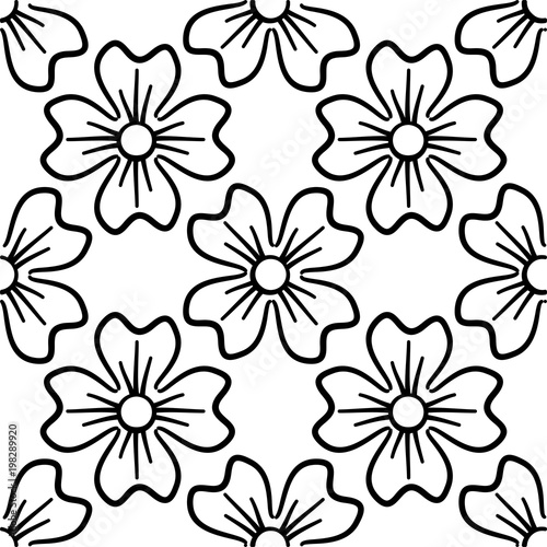 Seamless pattern with flowers. With a black clover on a white background. illustration.