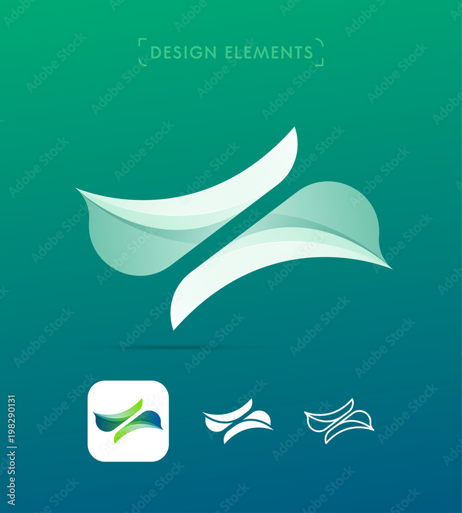 Vector abstract letter X logo elements. Material design, flat, line art icons Vector abstract letter X logo elements. Material design, flat, line art icons