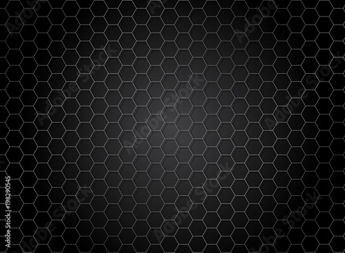 Abstract striped hexagon pattern on dark background. Metal texture.