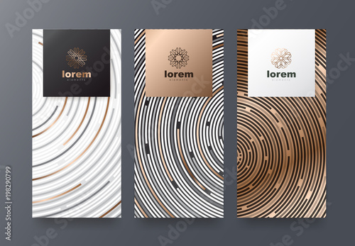Vector set packaging templates with different texture for luxury products.logo design with trendy linear style.vector illustration