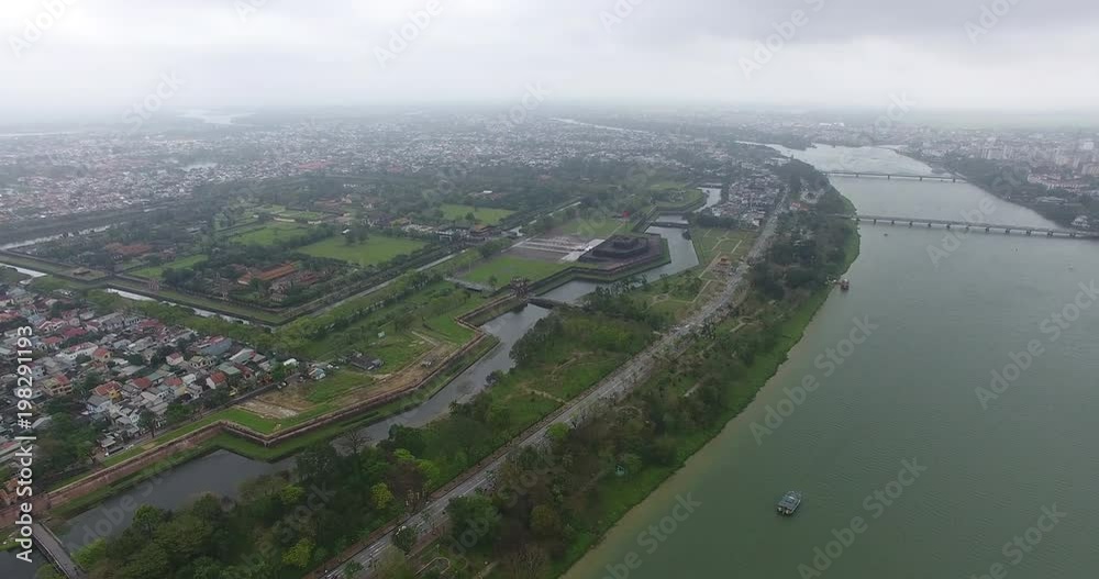 Hue, Vietnam. Ancient Capital of Nguyen Dynasty.Drone Shooting Hue, Vietnam. Ancient Capital of Nguyen Dynasty.Drone Shooting