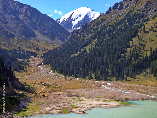 photos of lake in the mountains in Kazakhstan photo