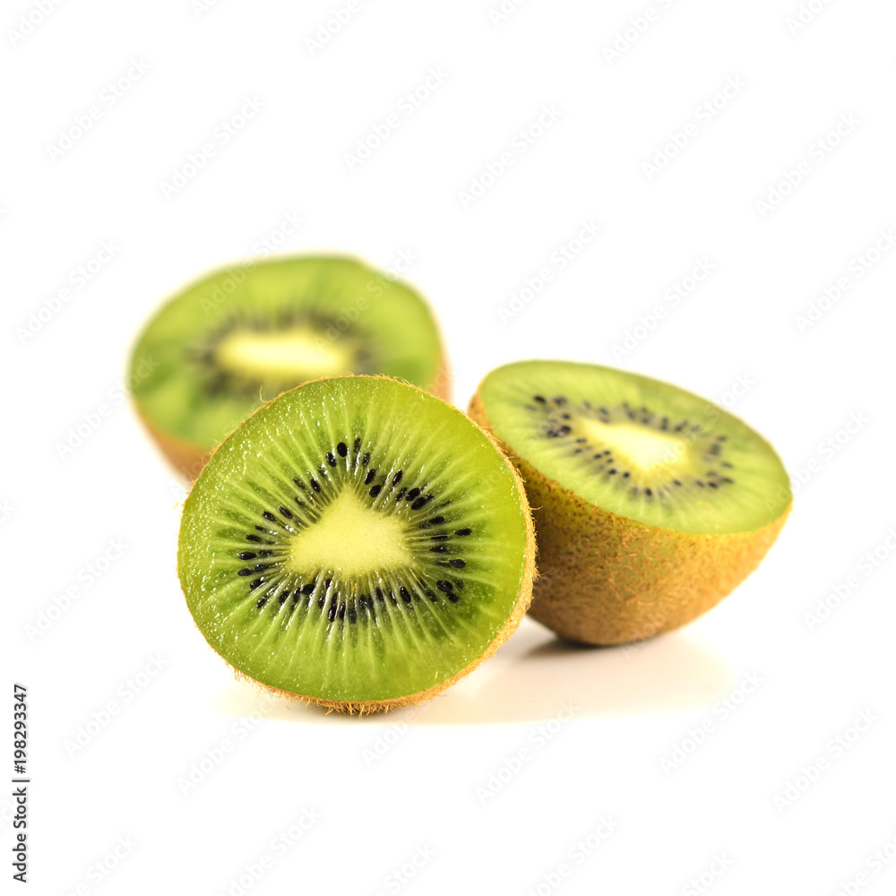 several slice fresh kiwi isolated on white background. several slice fresh kiwi isolated on white background.