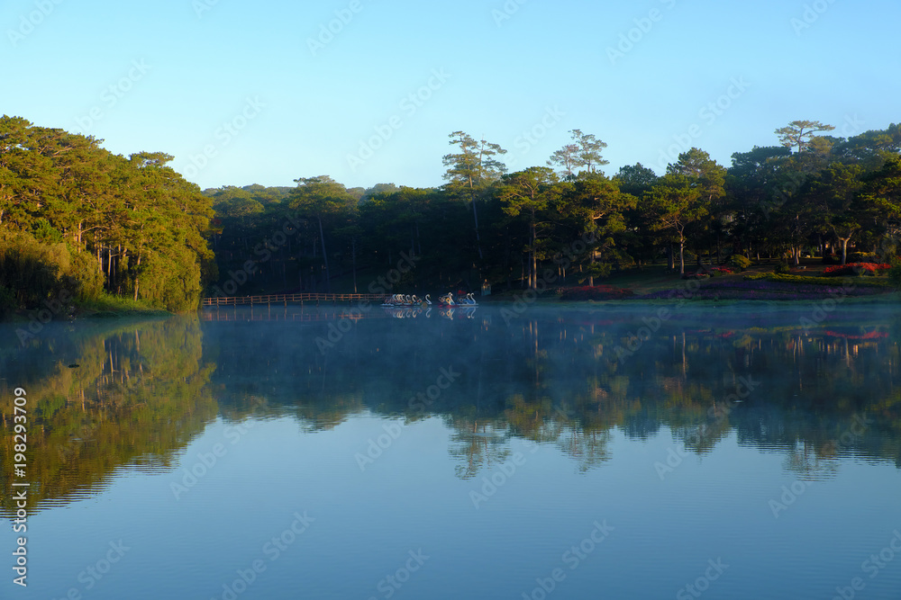 Quiet, peaceful scenery of Than Tho lake, Da Lat