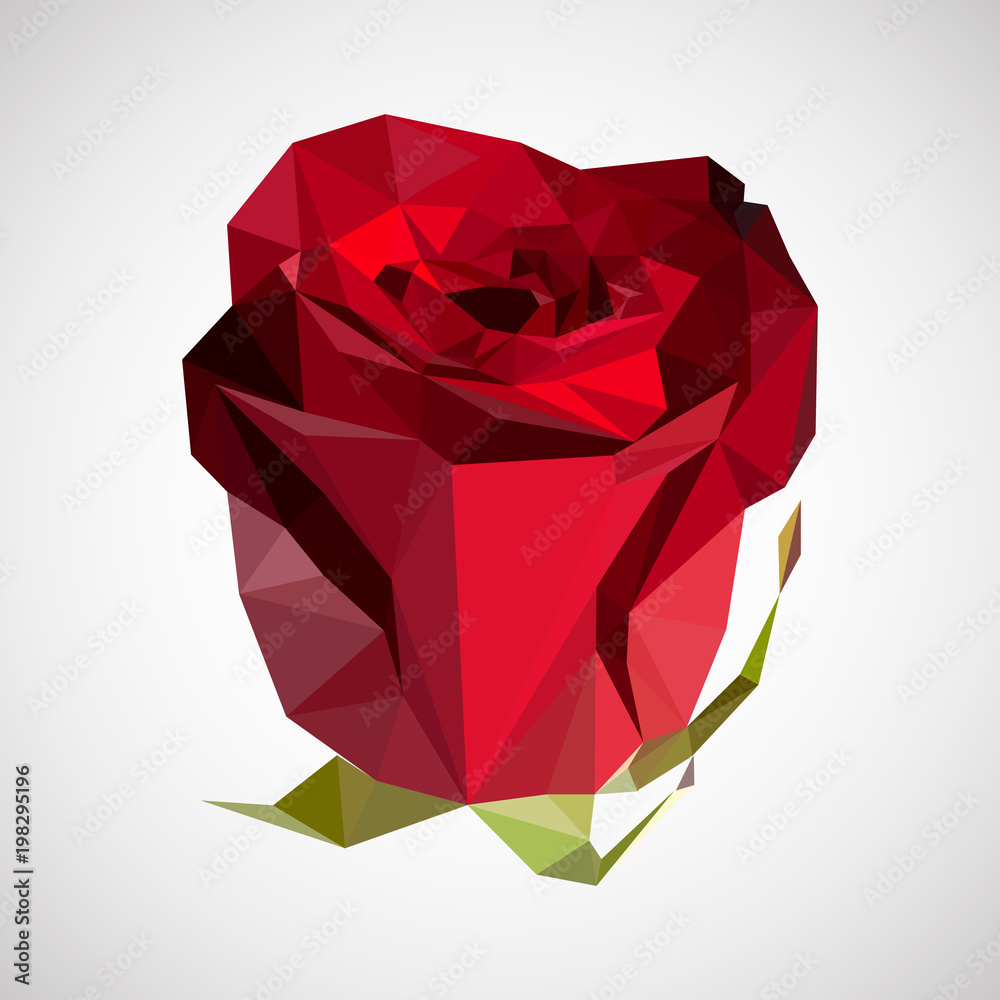 Vector polygonal illustration. Rose in modern origami style. Vector polygonal illustration. Rose in modern origami style.