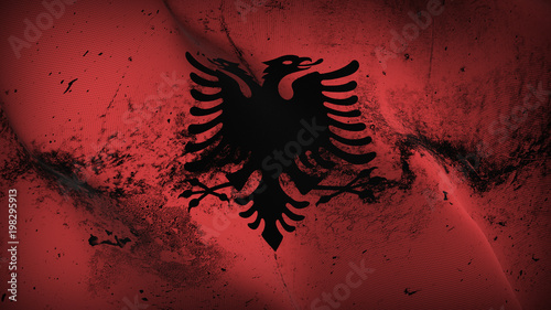Obraz na płótnie Albania grunge flag waving loop