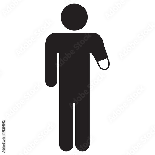 Arm Amputee Icon on Black and White Vector Background