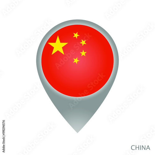 Free Download Map pointer with flag of China. Gray abstract map icon. Vector Illustration. - GFXLoad