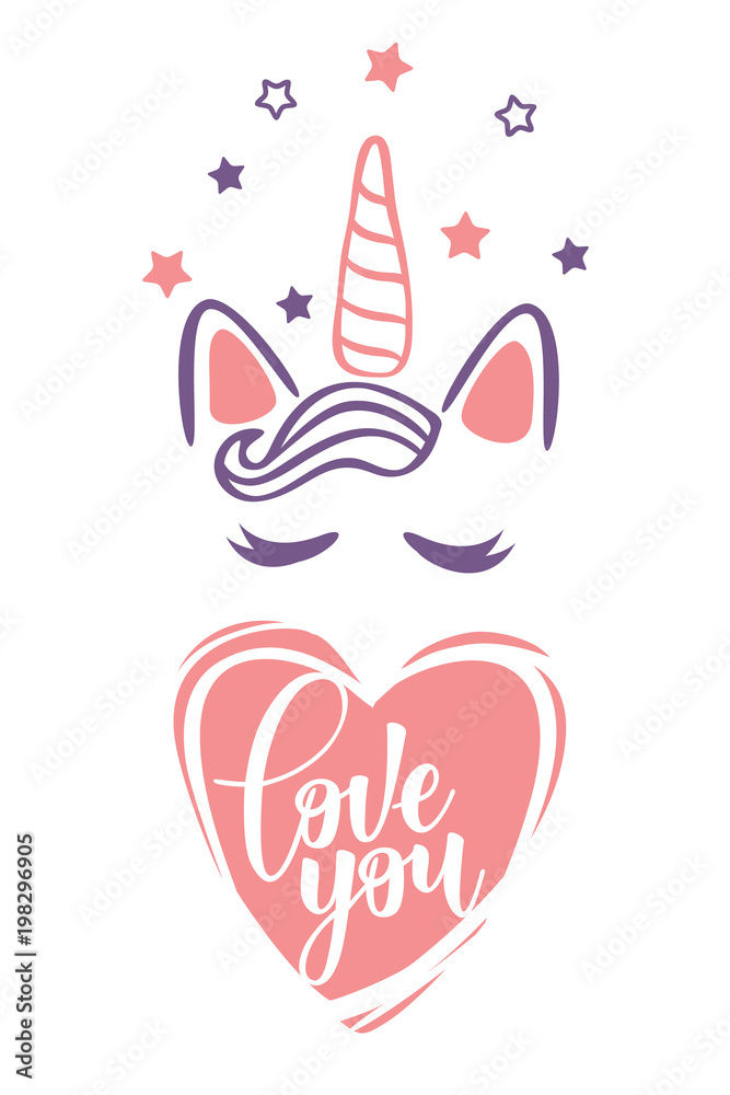 Vector illustration of a magic cute unicorn with stars. Vector illustration of a magic cute unicorn with stars.