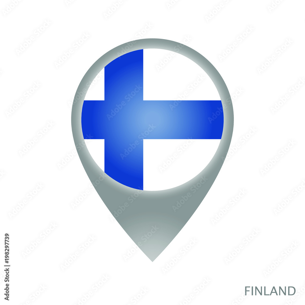 Map pointer with flag of Finland. Gray abstract map icon. Vector Illustration. Map pointer with flag of Finland. Gray abstract map icon. Vector Illustration.