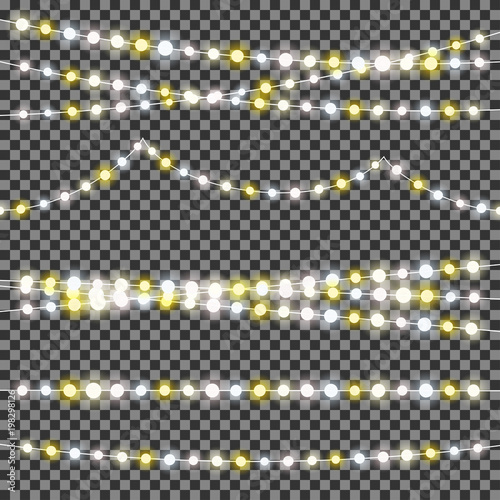 light strings with burning bulbs