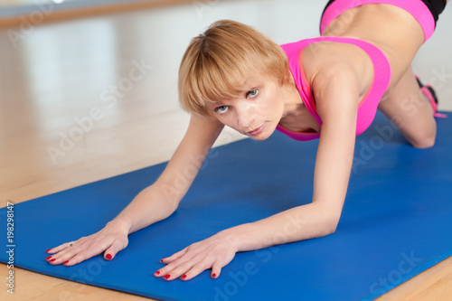 the girl is engaged in fitness