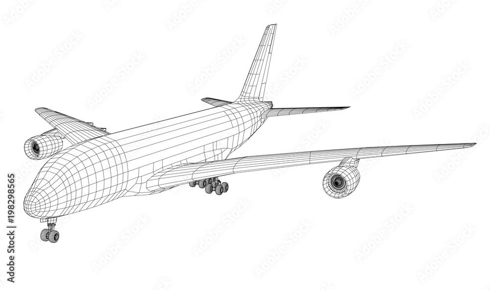 Passenger aircraft. 3d illustration