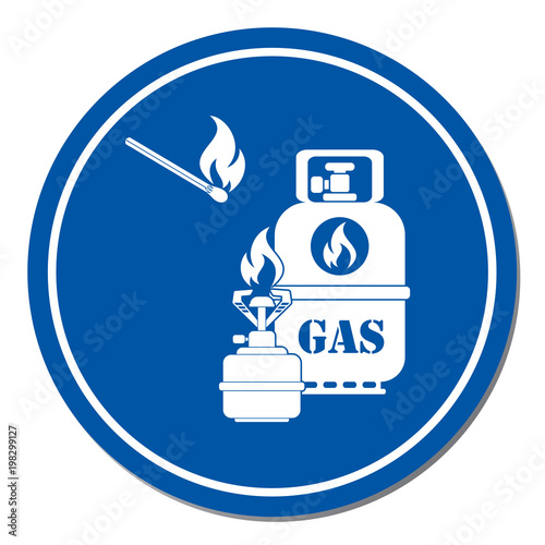 Camping stove with gas bottle icon vector