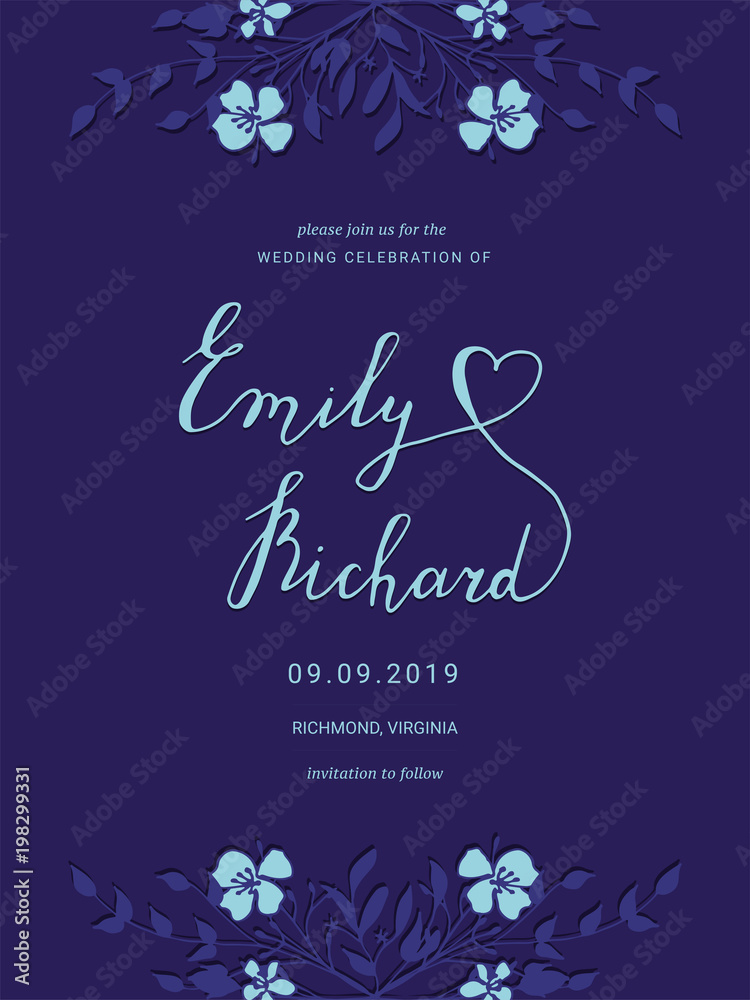 custom made wallpaper toronto digitalSave the Date card with hand drawn flowers.