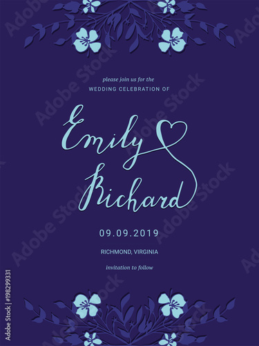 Wallpaper Mural Save the Date card with hand drawn flowers. Torontodigital.ca