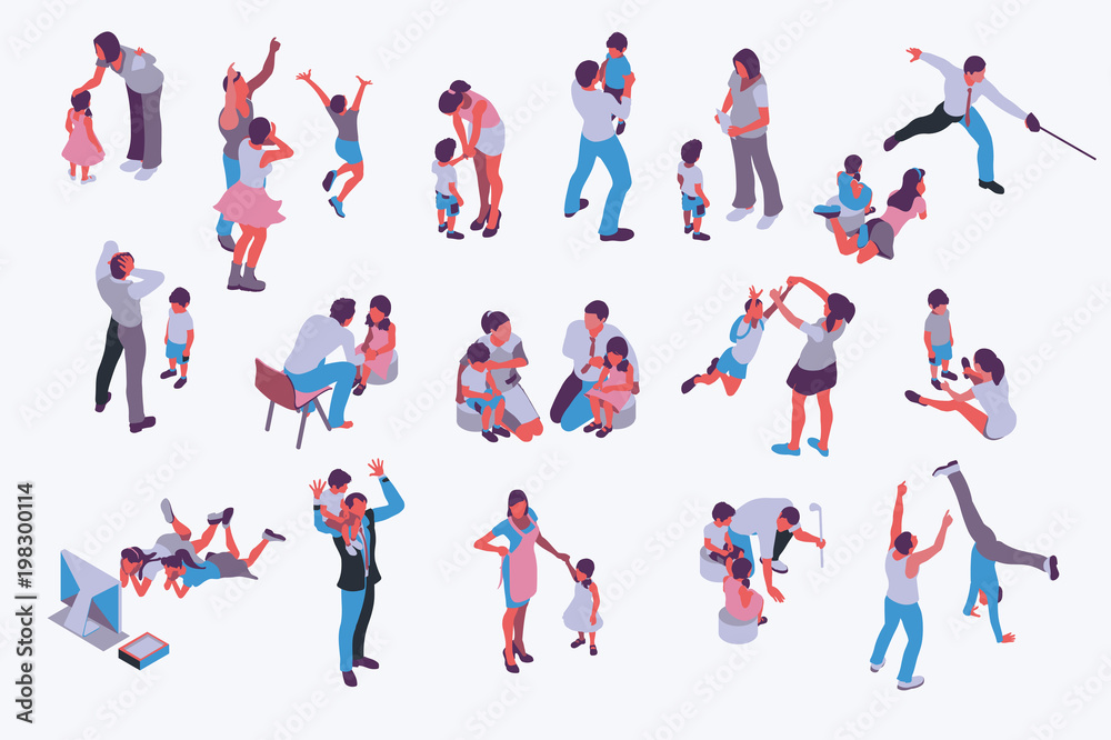 Husband and wife isometric people vector Husband and wife isometric people vector