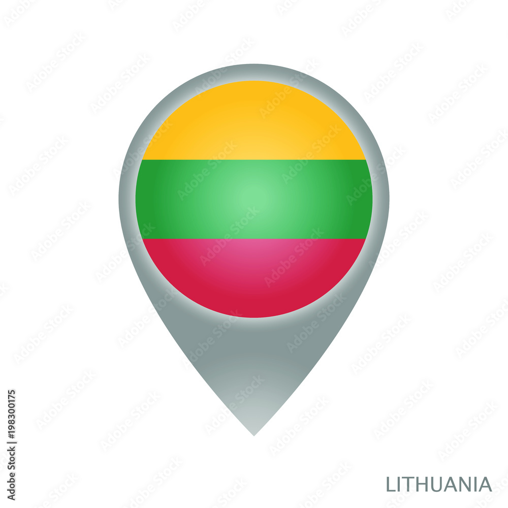 Map pointer with flag of Lithuania. Gray abstract map icon. Vector Illustration. Map pointer with flag of Lithuania. Gray abstract map icon. Vector Illustration.