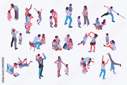 Husband and wife isometric people vector