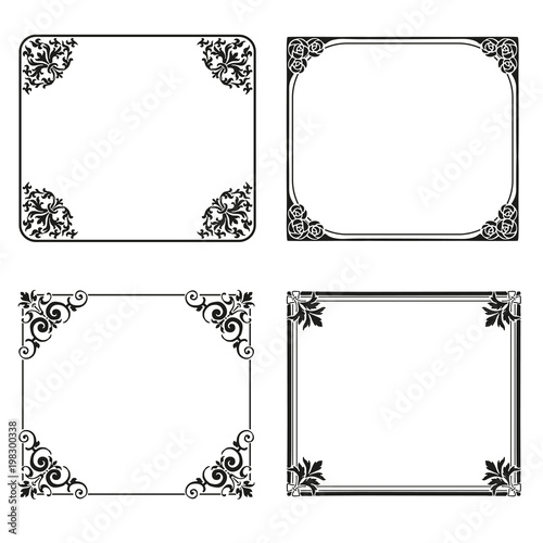 Decorative frames and borders backgrounds vintage design elements set