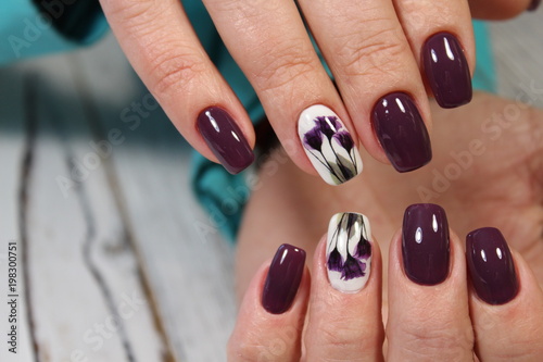 fashionable purple manicure