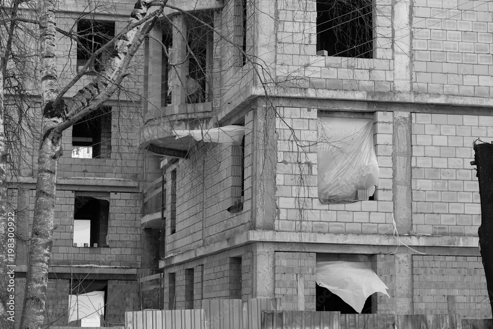 Fototapeta premium Brick house under construction.