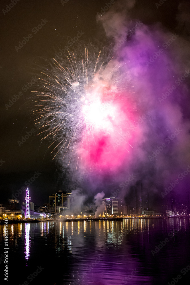 Fireworks in the night sky, Baku Fireworks in the night sky, Baku