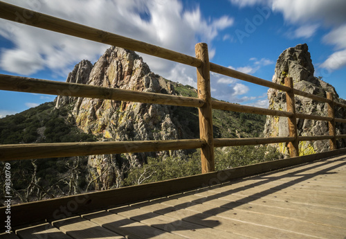 Gypsy jump footbridge in the Monfragüe National Park, Cáceres, Extremadura, Spain