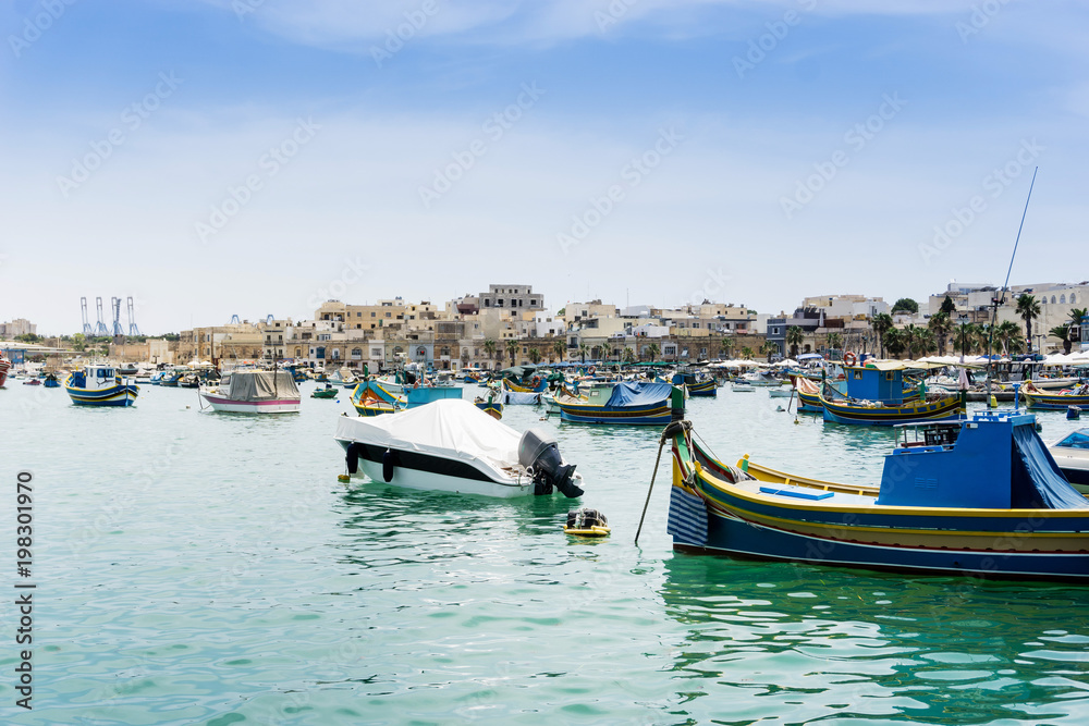 Typical Seaside port in Valletta in Malta