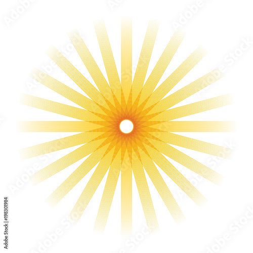 Artistic orange sun illustration with vibrant color