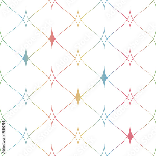 Colorful seamless grid background with colorful elements. Scales of fish, mermaids, dragons