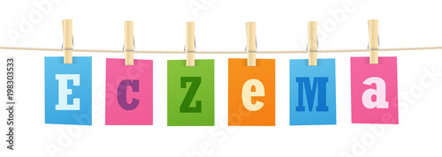 ECZEMA letters pinned to string with pegs
