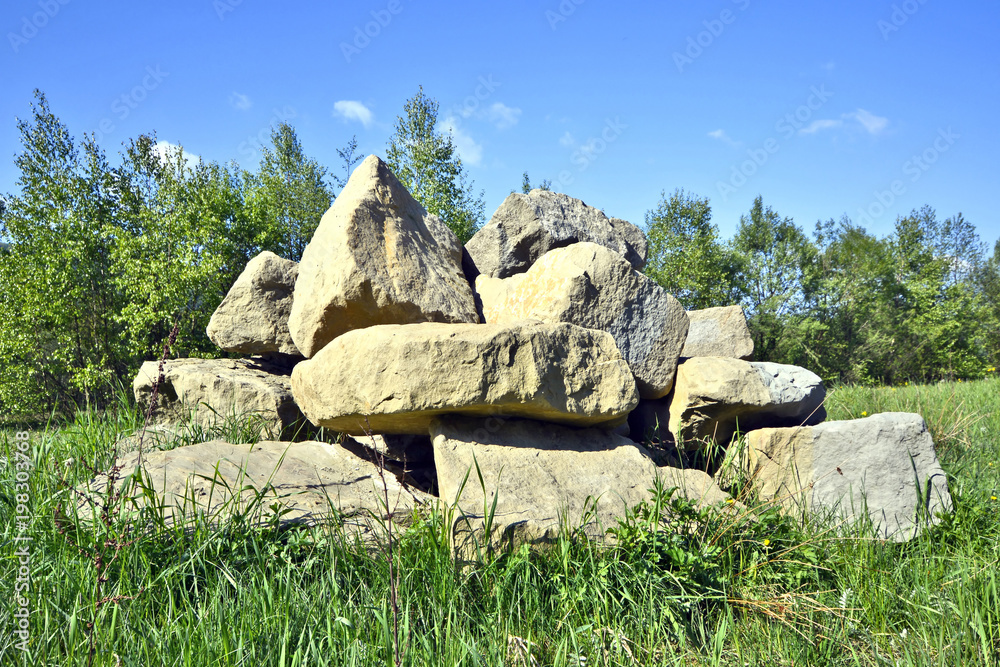 Big stones on the grass