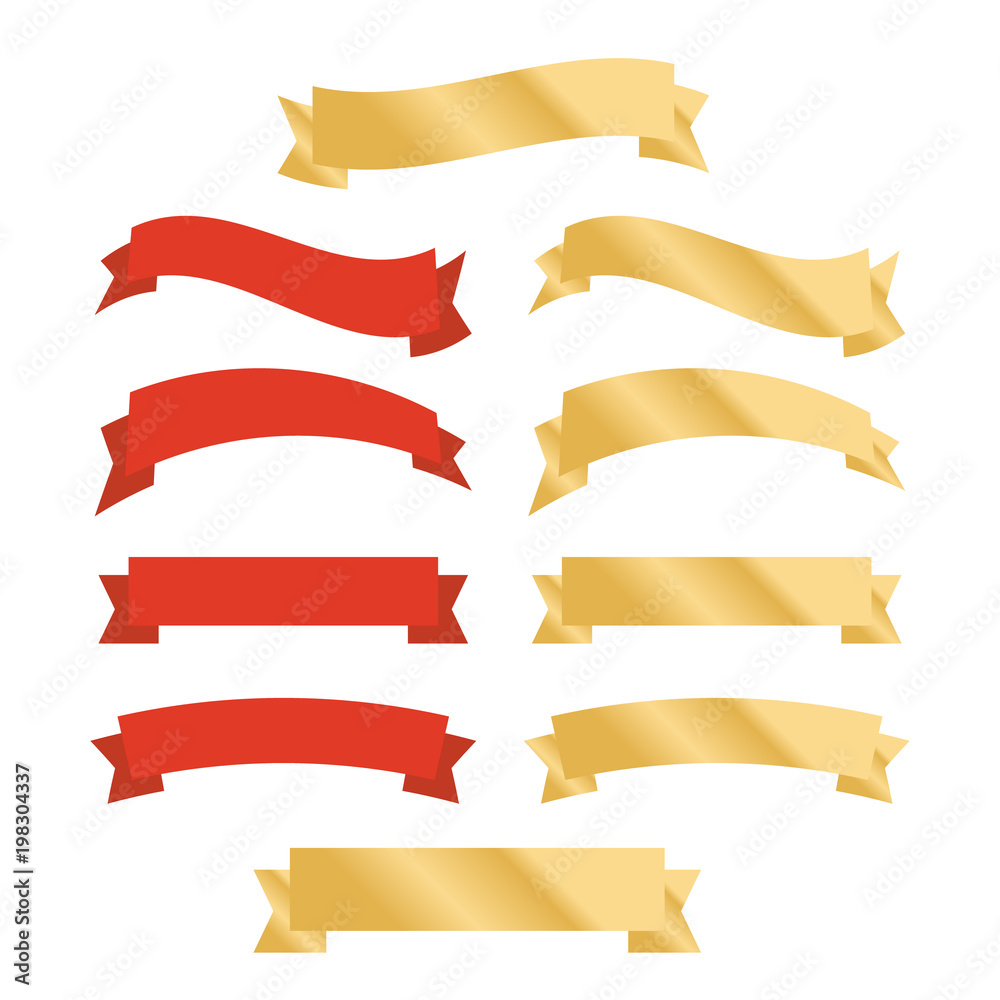 Decor vector. Ribbons banners flat isolated. Ribbons banners