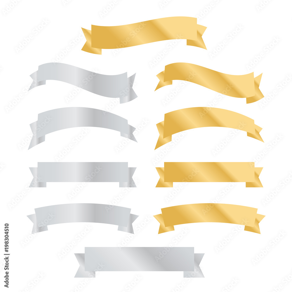 Flat vector ribbons banners flat isolated. Ribbons banners