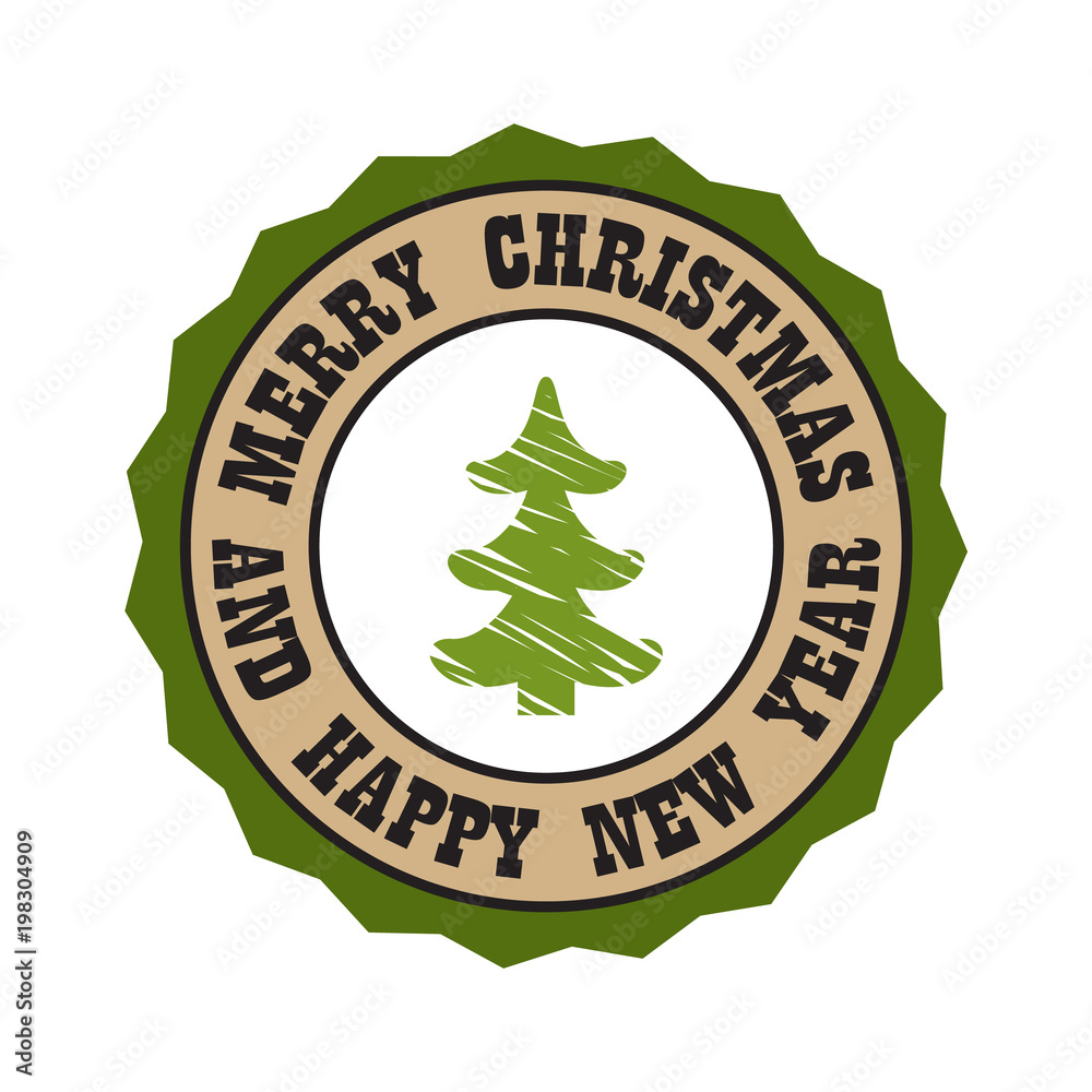 Merry Christmas and Happy New Year Ssticker Tree Merry Christmas and Happy New Year Ssticker Tree